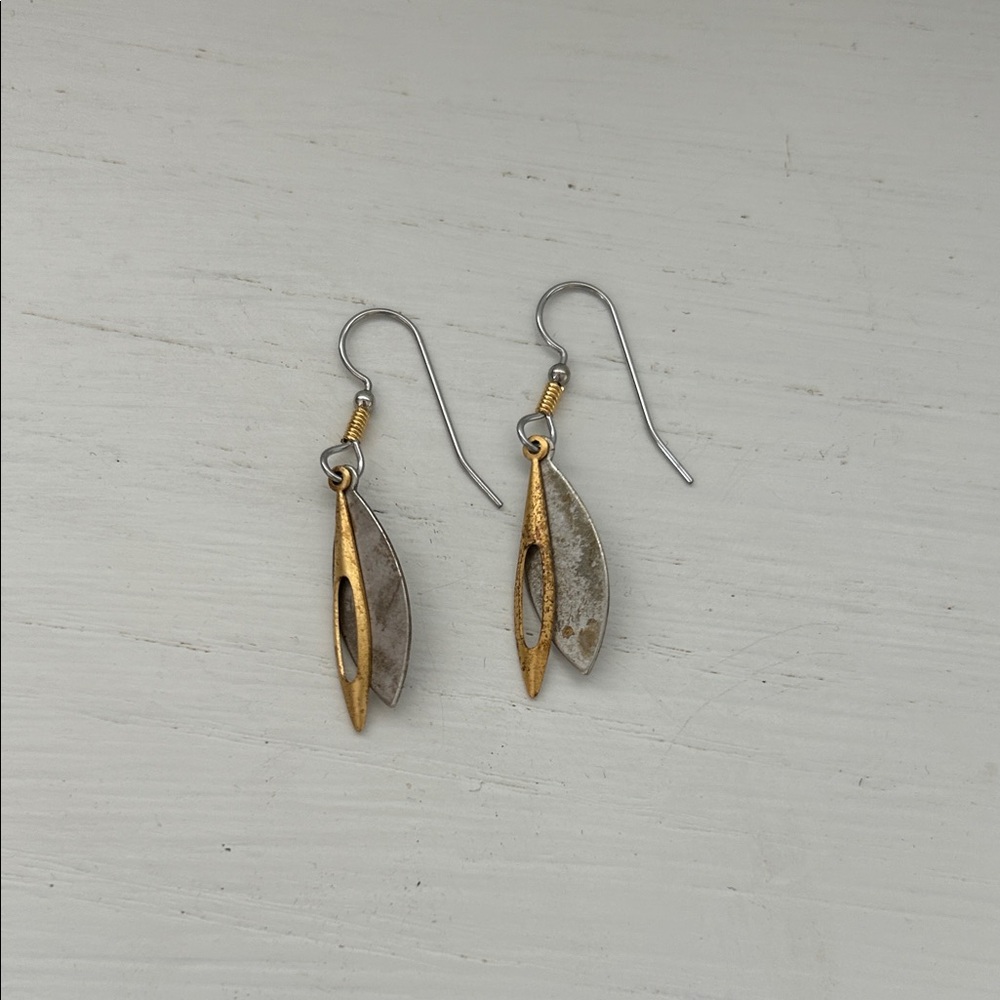 Elegant Gold and Silver Dangle Earrings